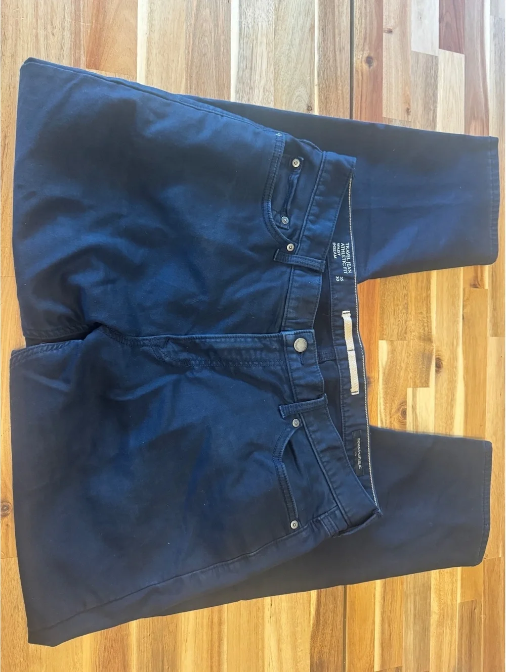 Banana Republic Men’s 35x30 Travel Pants Athletic Fit Navy Blue Stretch 5 Pocket
